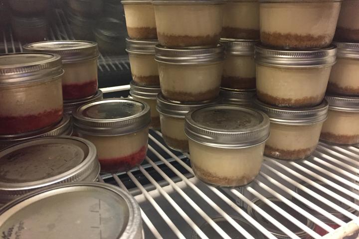 Frozen dessert in a freezer.